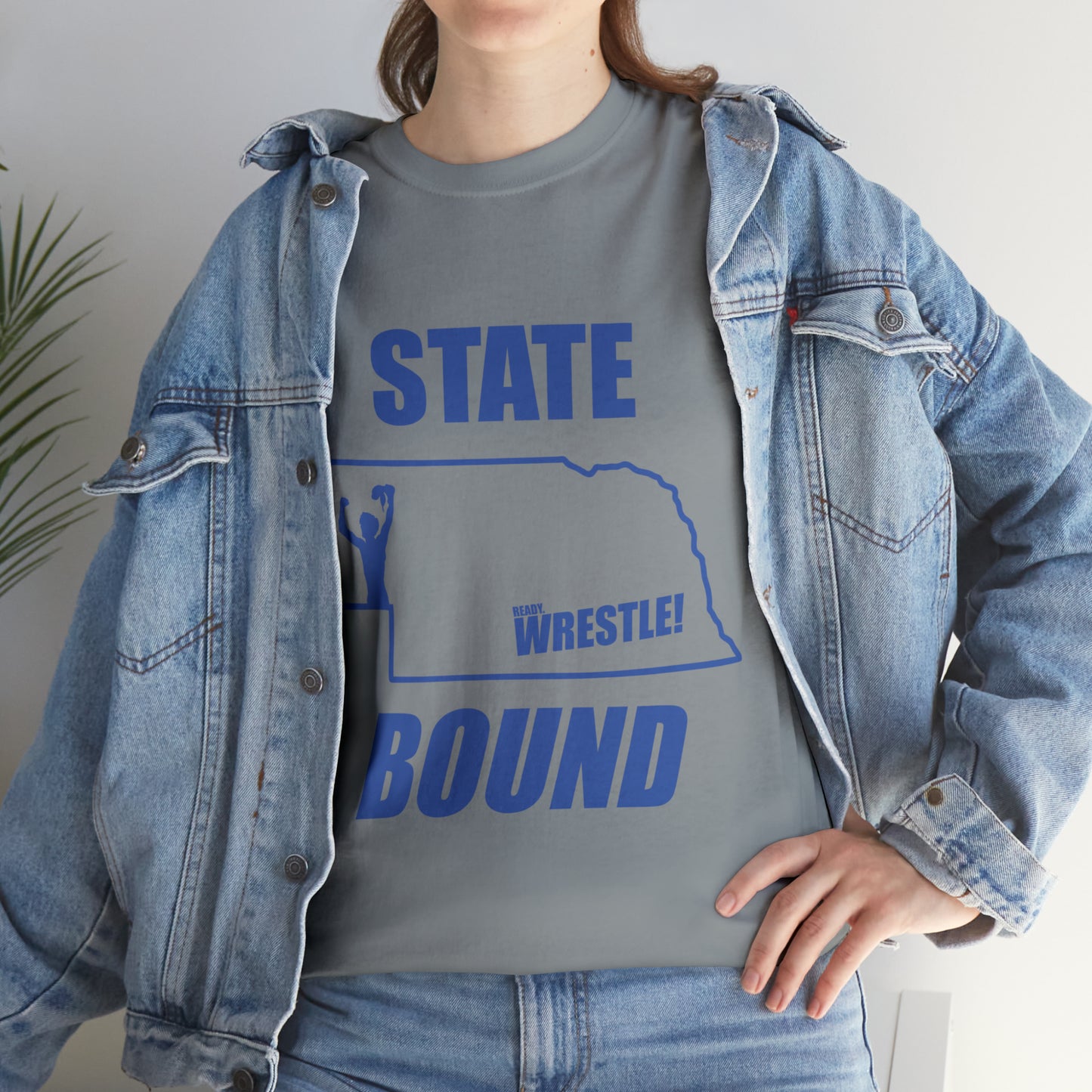 Nebraska State Bound, Royal Blue Logo, Unisex Heavy Cotton Tee