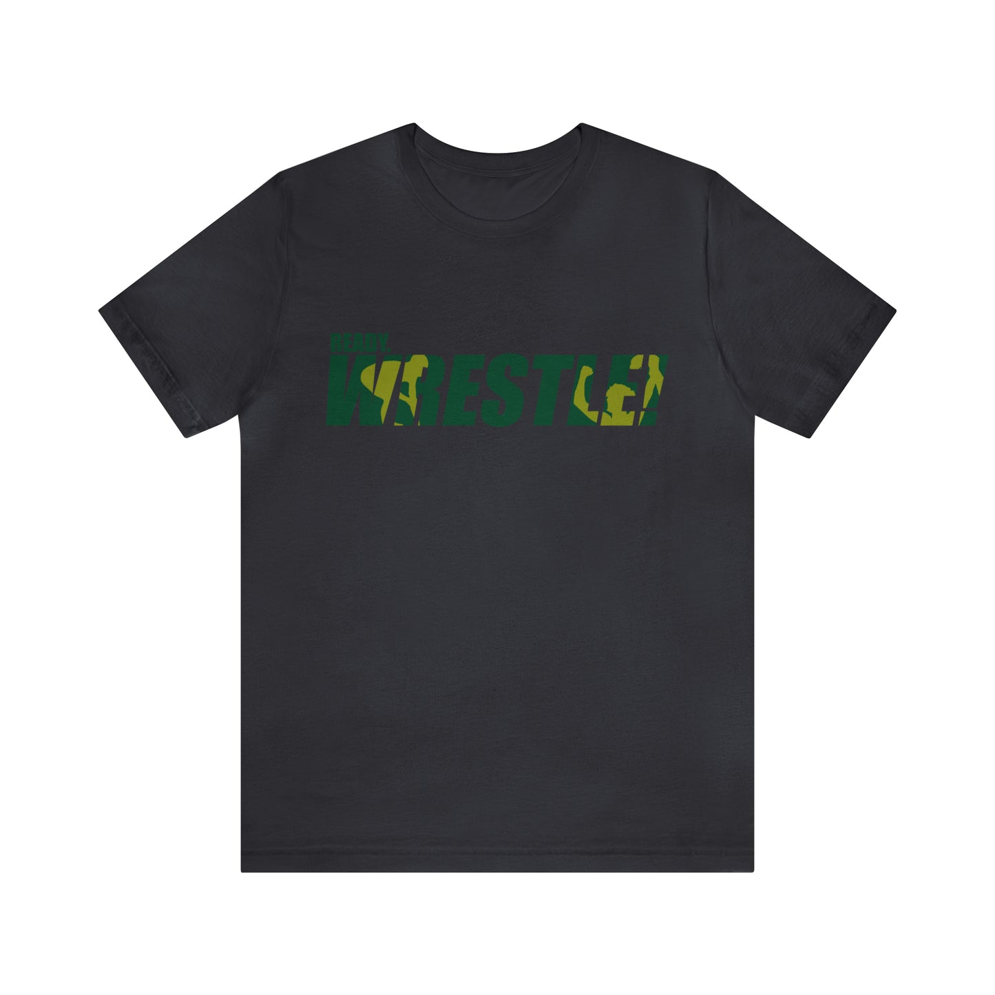 Ready. Wrestle! Green/Gold Logo, Unisex Heavy Cotton Tee, Bella+Canvas