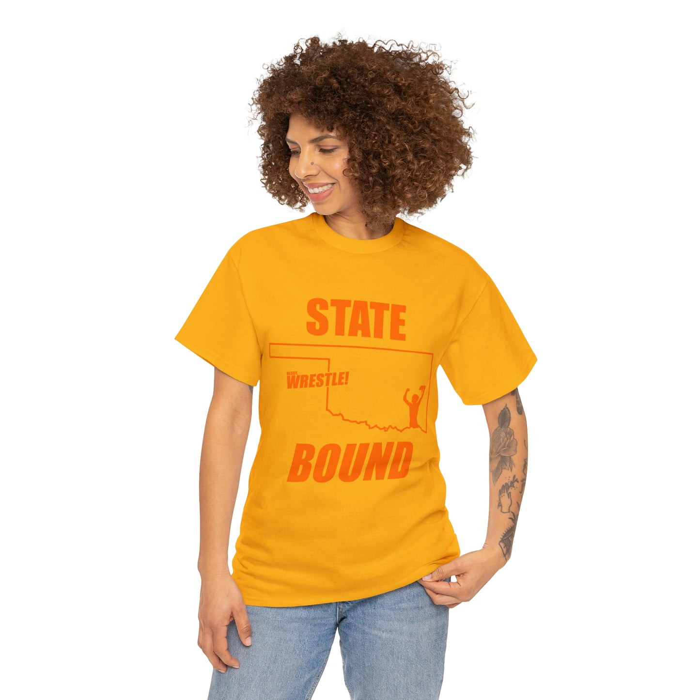 Oklahoma State Bound, Orange Logo, Unisex Heavy Cotton Tee