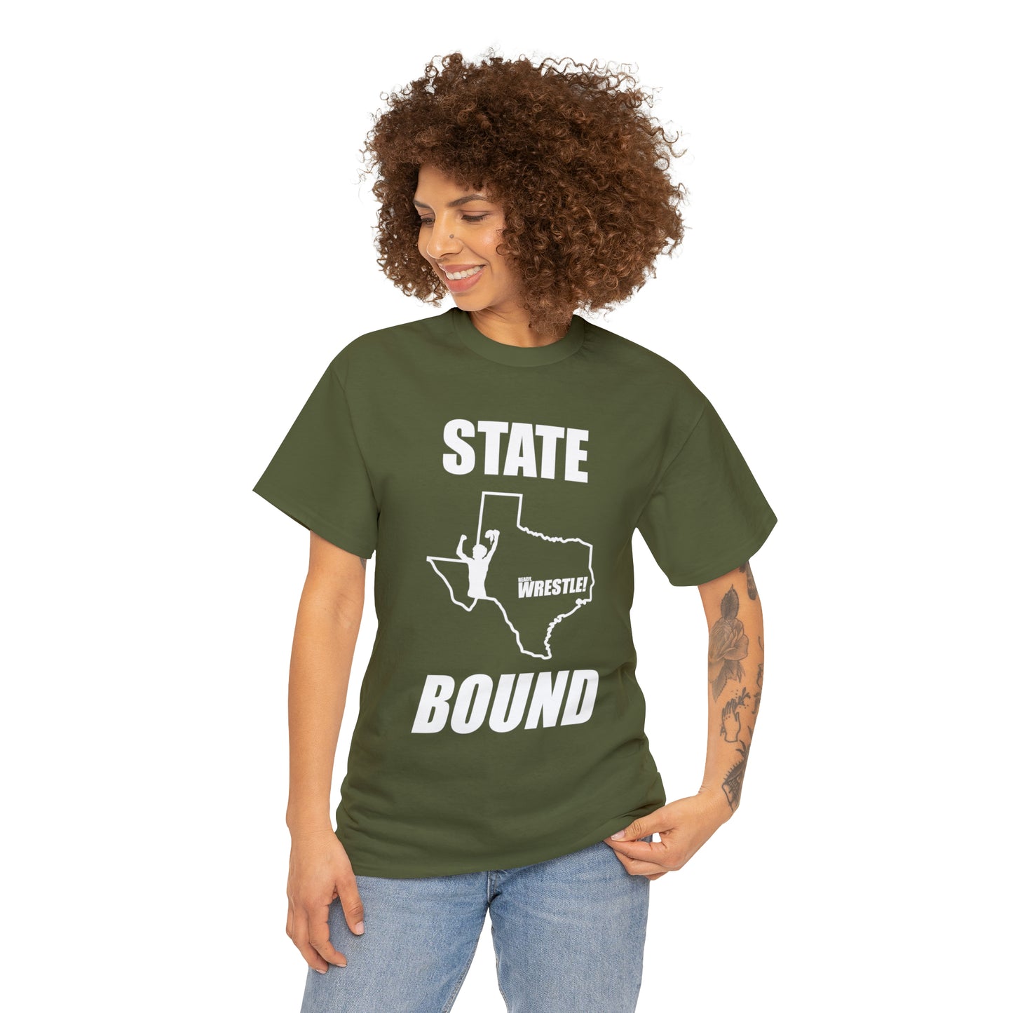 Texas State Bound, White Logo, Unisex Heavy Cotton Tee