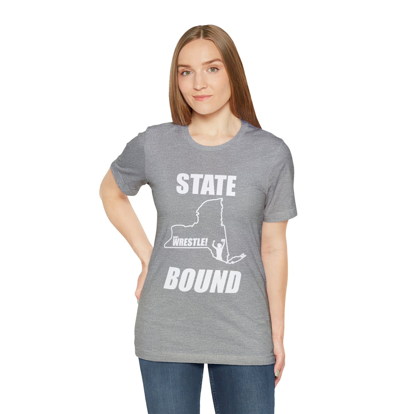 New York State Bound, Unisex Jersey Short Sleeve Tee, White Logo