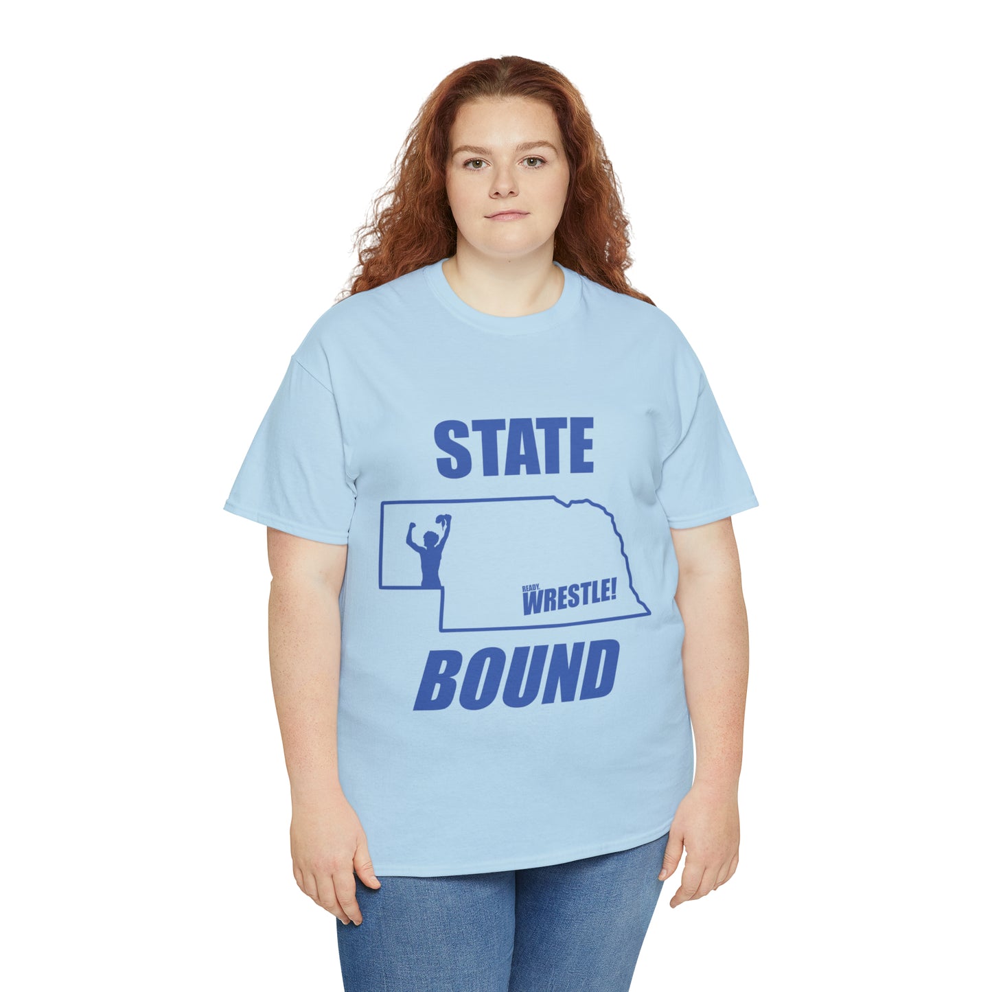 Nebraska State Bound, Royal Blue Logo, Unisex Heavy Cotton Tee