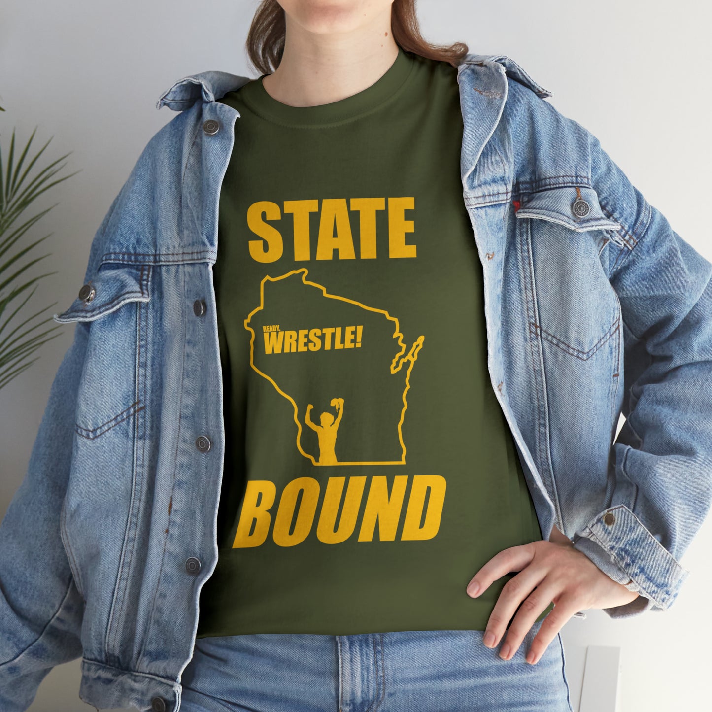 Wisconsin State Bound, Gold Logo, Unisex Heavy Cotton Tee