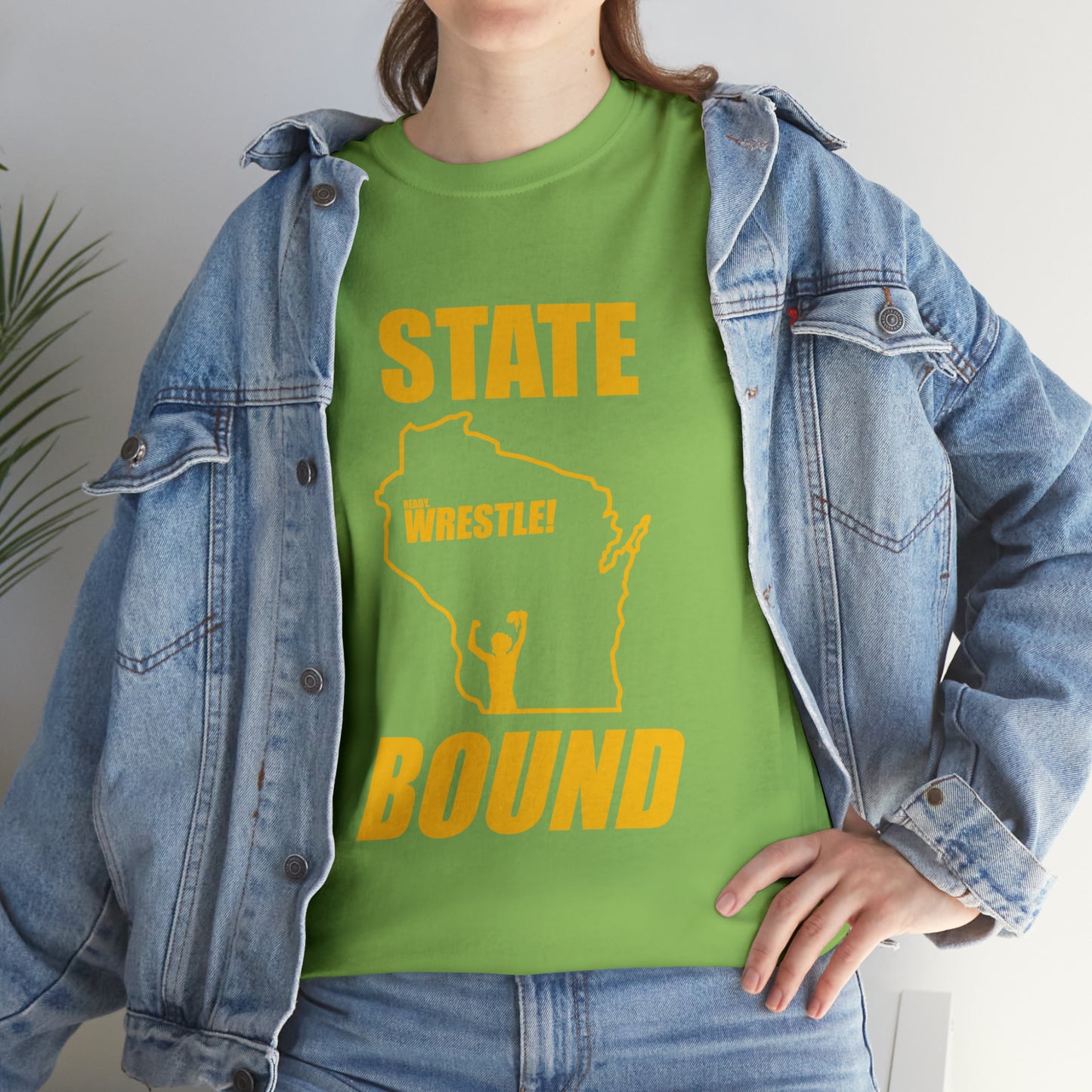 Wisconsin State Bound, Gold Logo, Unisex Heavy Cotton Tee