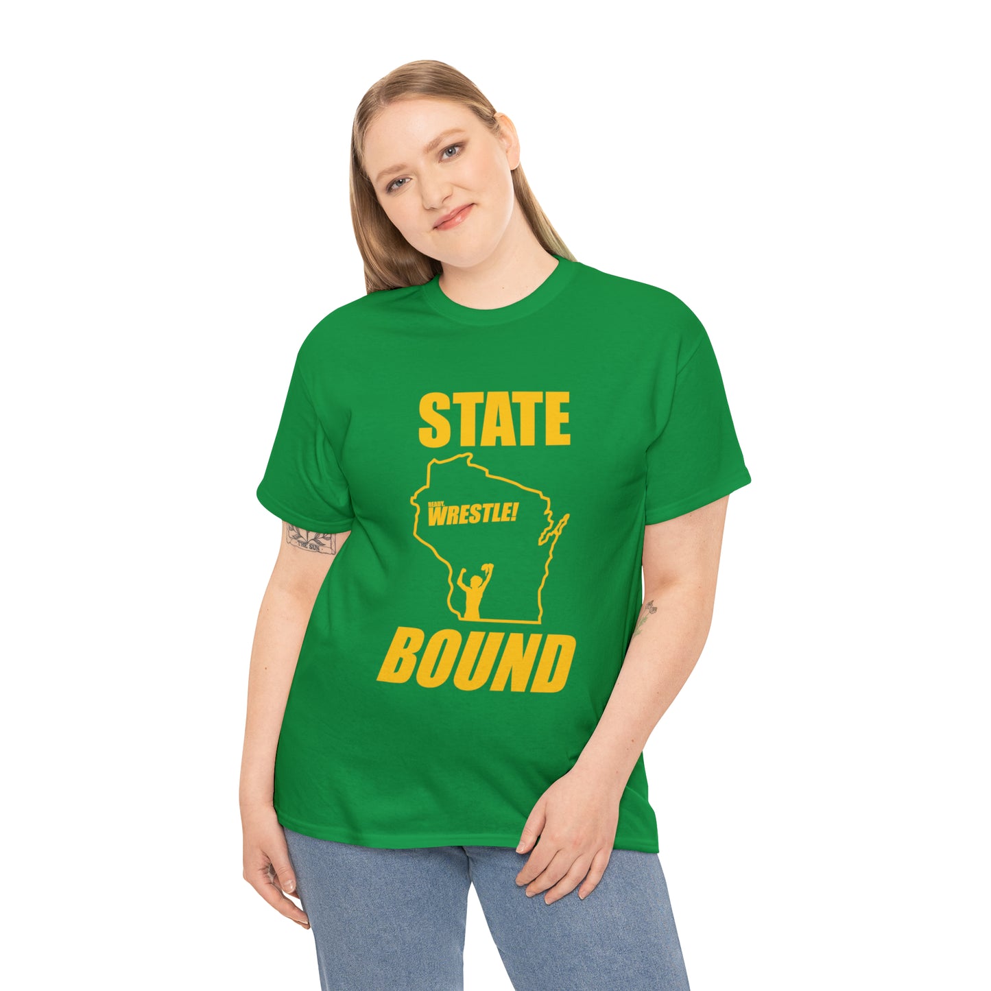 Wisconsin State Bound, Gold Logo, Unisex Heavy Cotton Tee