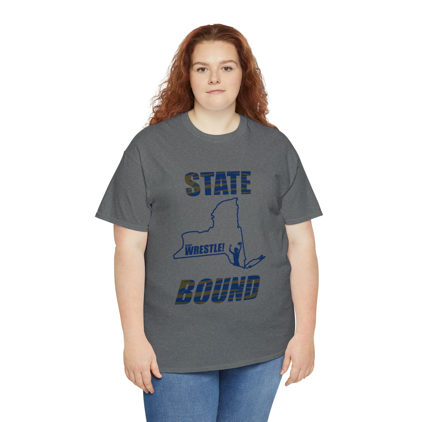 New York State Bound, Blue Logo, Tiger stripes, Unisex Heavy Cotton Tee