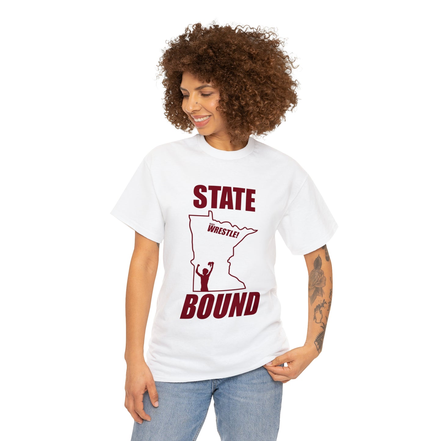 Minnetsota State Bound, Maroon Logo, Unisex Heavy Cotton Tee