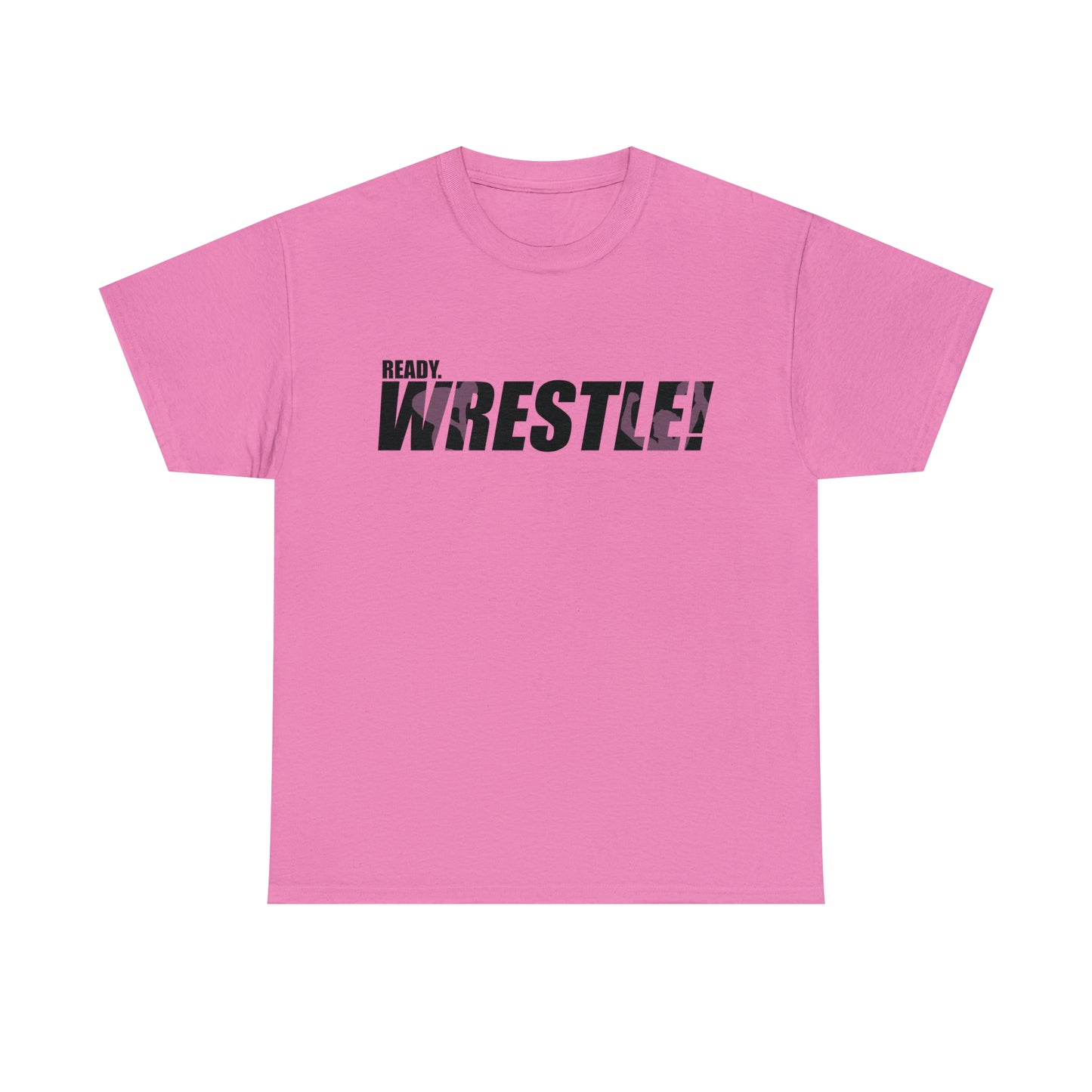 Ready. Wrestle! Black Logo w/Pink Silhouettes, Unisex Heavy Cotton Tee