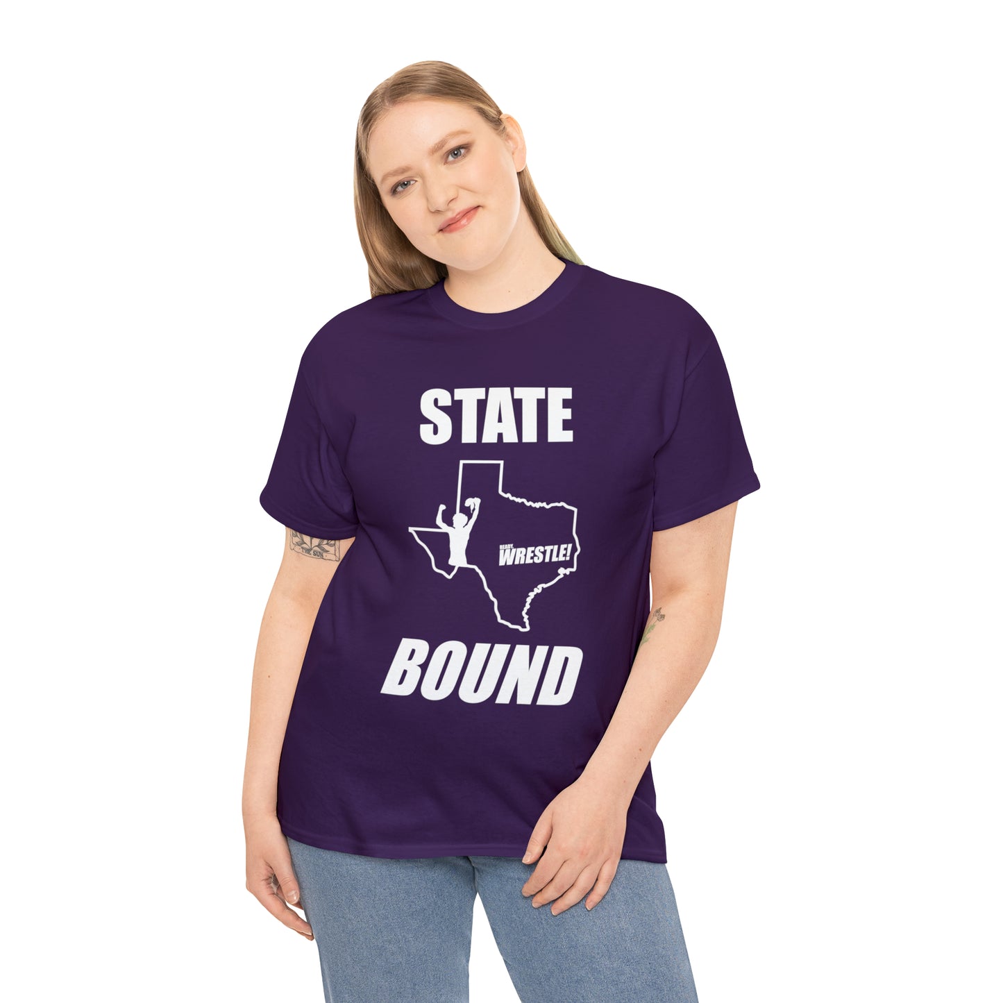 Texas State Bound, White Logo, Unisex Heavy Cotton Tee