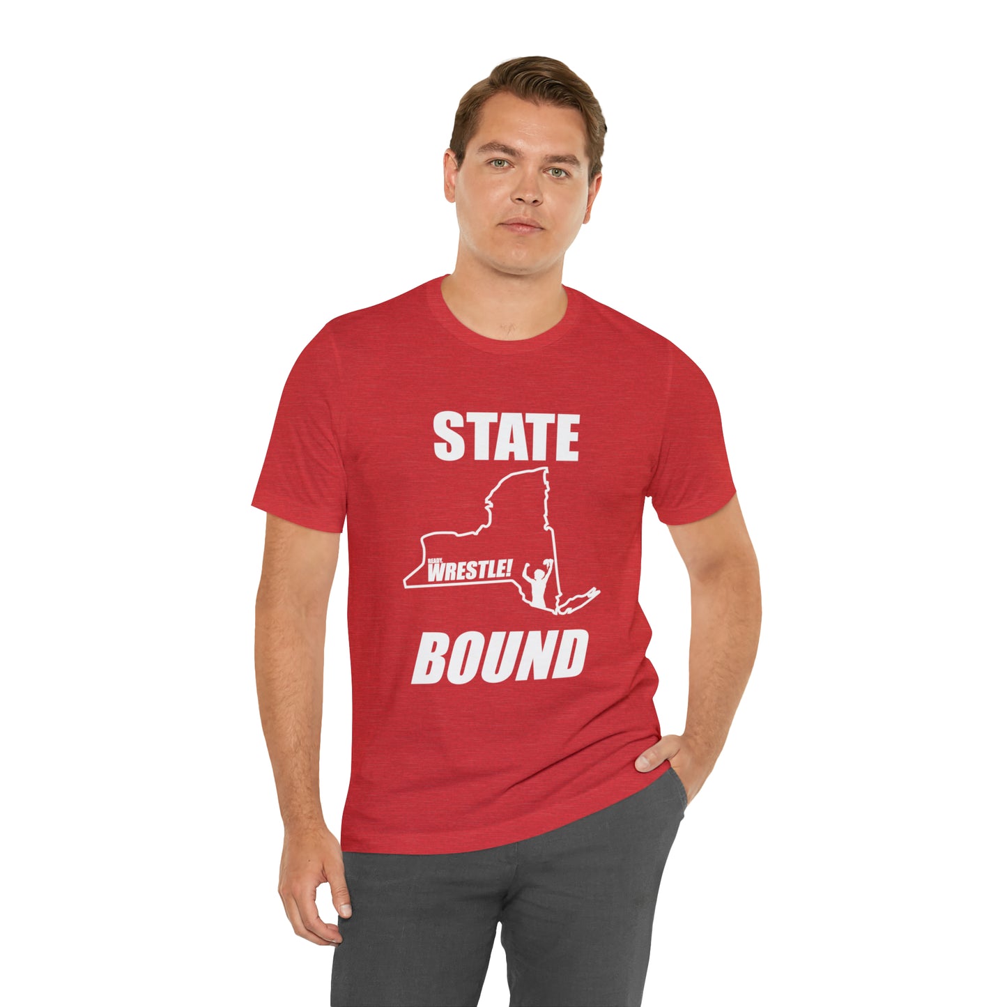 New York State Bound, Unisex Jersey Short Sleeve Tee, White Logo