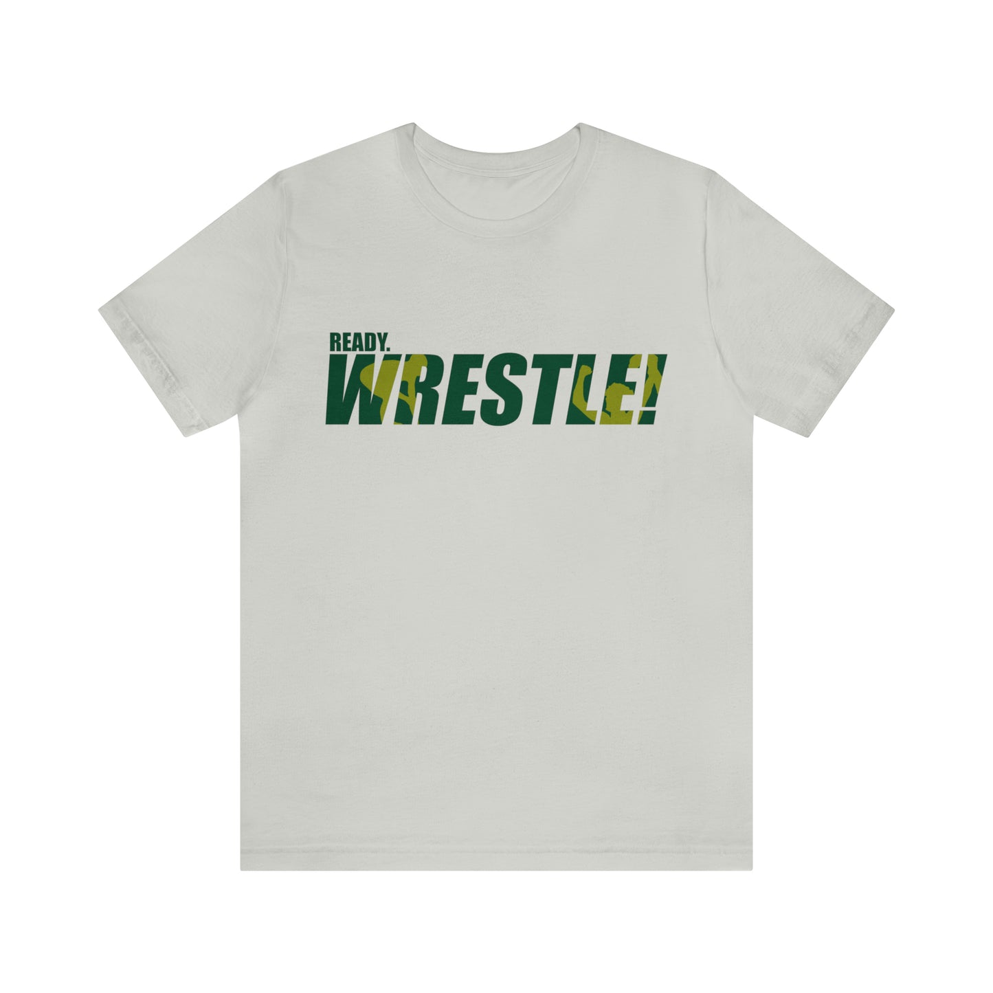 Ready. Wrestle! Green/Gold Logo, Unisex Heavy Cotton Tee, Bella+Canvas