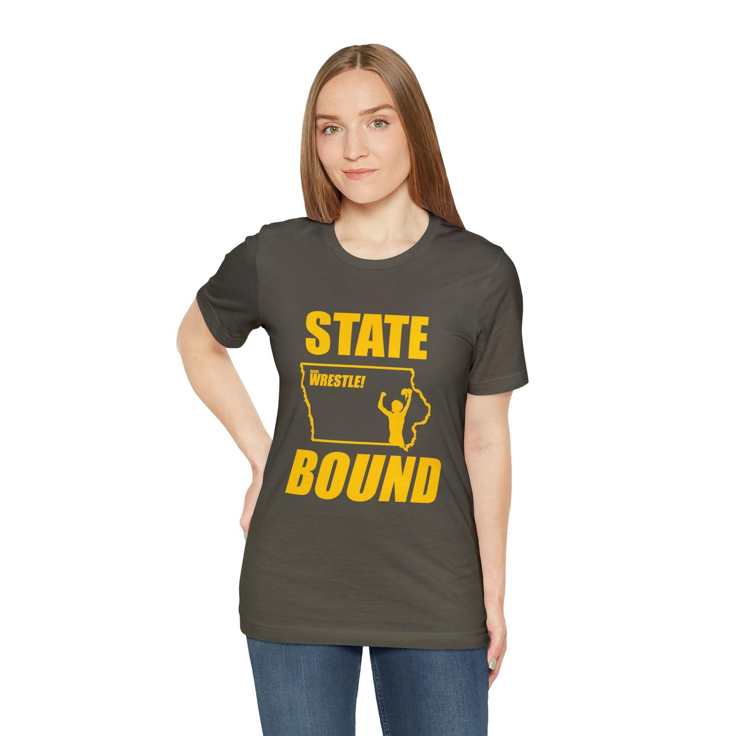 Iowa State Bound, Unisex Jersey Short Sleeve Tee, Gold Logo