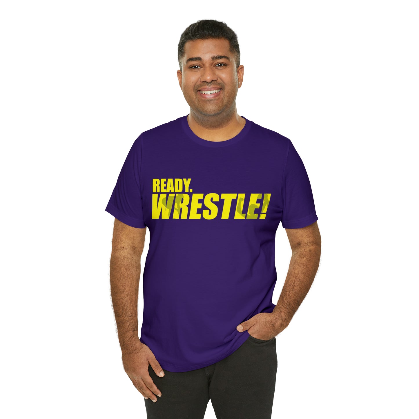 Ready. Wrestle! Gold Logo with Green, Unisex Jersey Short Sleeve Tee