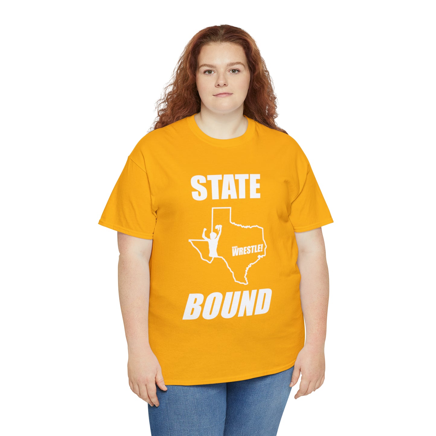 Texas State Bound, White Logo, Unisex Heavy Cotton Tee