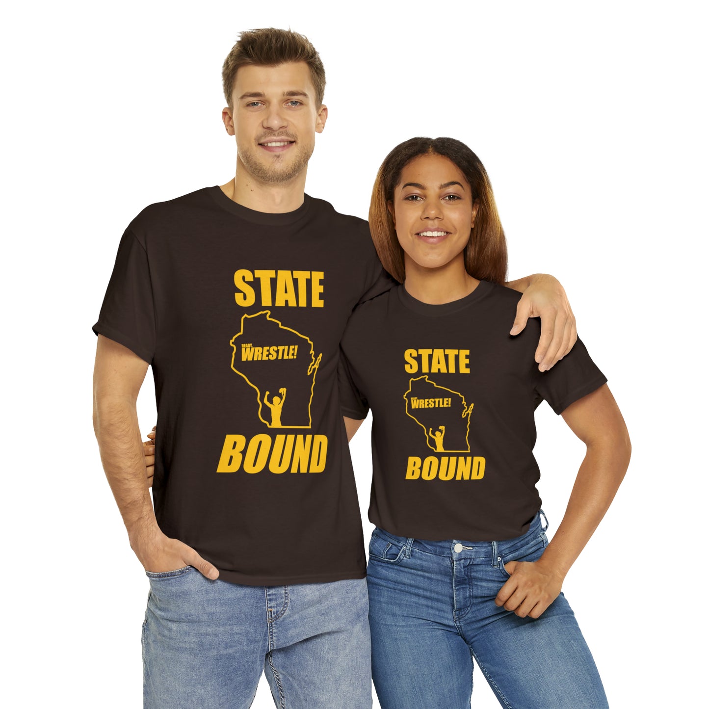 Wisconsin State Bound, Gold Logo, Unisex Heavy Cotton Tee