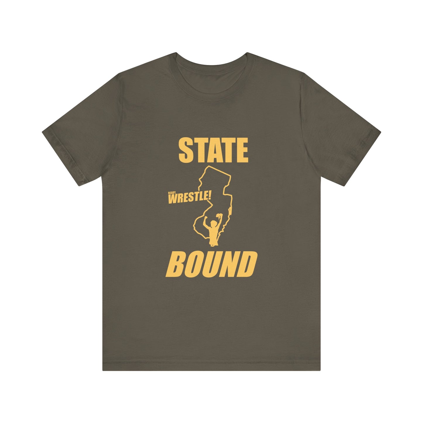 New Jersey State Bound, Gold Print, Bella+Canvas 3001, Unisex Jersey Short Sleeve Tee