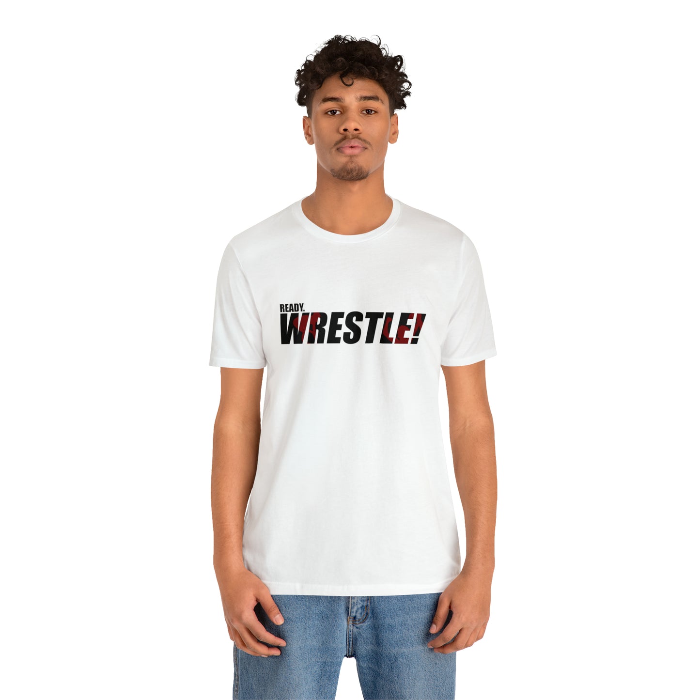 Ready. Wrestle! Black Logo w/Red Silhouettes, Unisex Heavy Cotton Tee Bella+Canvas