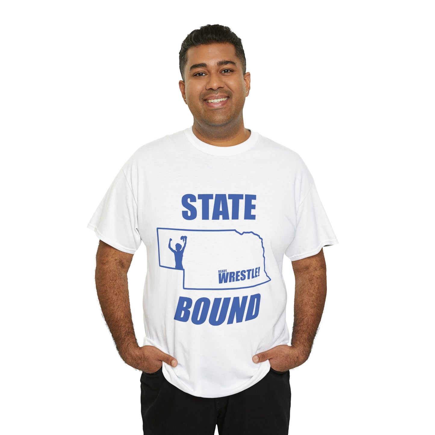 Nebraska State Bound, Royal Blue Logo, Unisex Heavy Cotton Tee