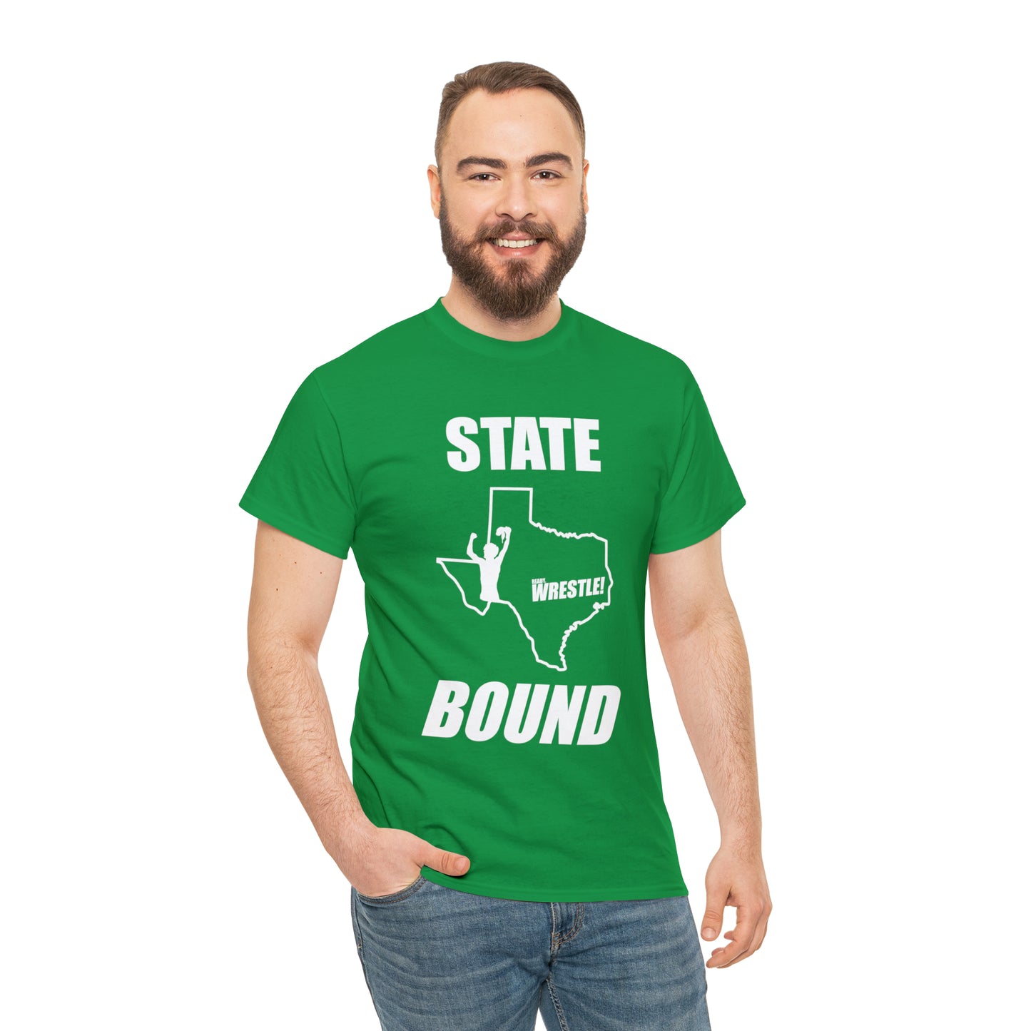 Texas State Bound, White Logo, Unisex Heavy Cotton Tee