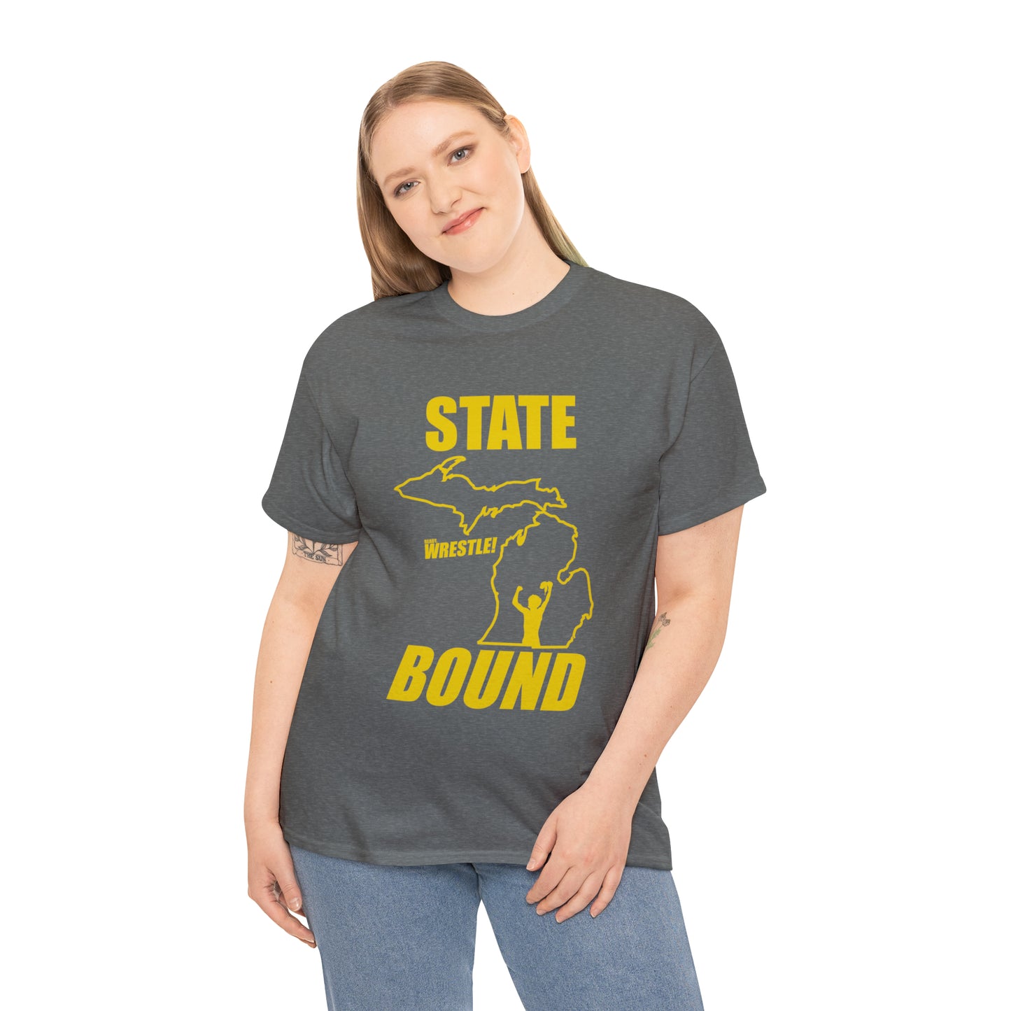 Michigan State Bound, Gold Logo, Unisex Heavy Cotton Tee