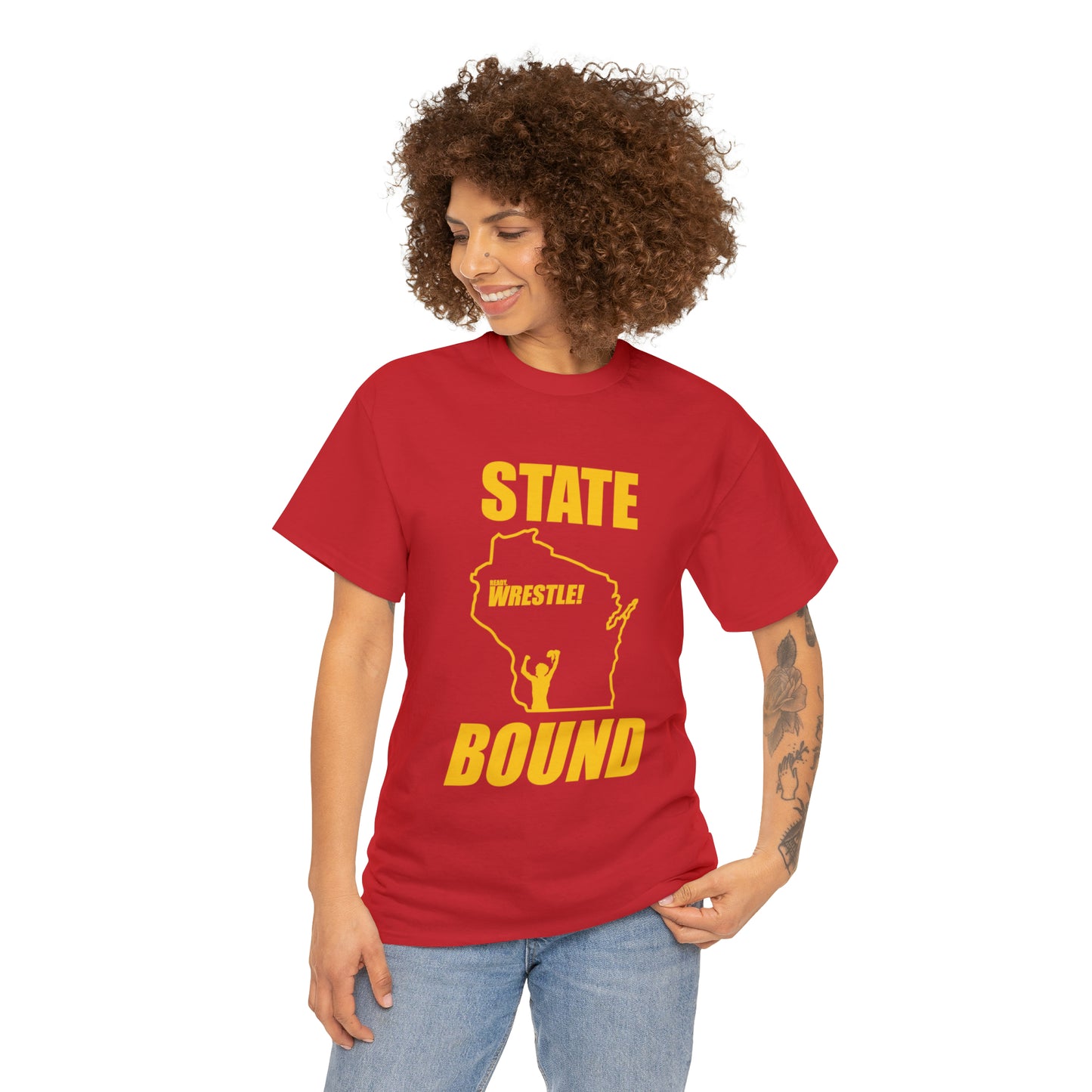 Wisconsin State Bound, Gold Logo, Unisex Heavy Cotton Tee