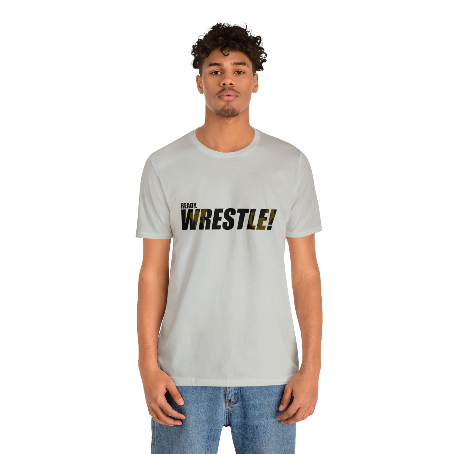 Ready. Wrestle! Black Logo w/Yellow Silhouettes, Unisex Heavy Cotton Tee Bella+Canvas