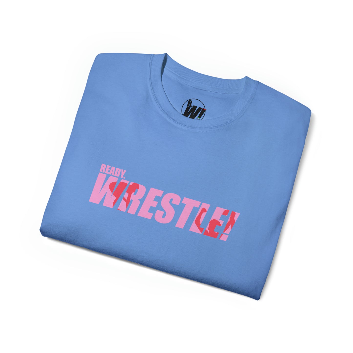 Ready. Wrestle!, Unisex Ultra Cotton Tee, Pink/Red Logo