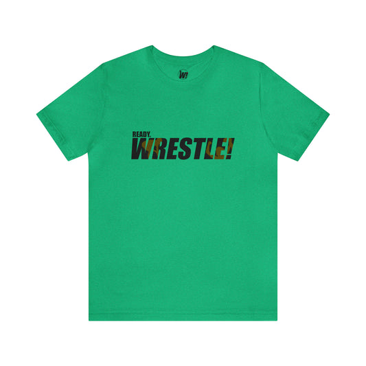 Ready. Wrestle! Black Logo w/Yellow Silhouettes, Unisex Heavy Cotton Tee Bella+Canvas