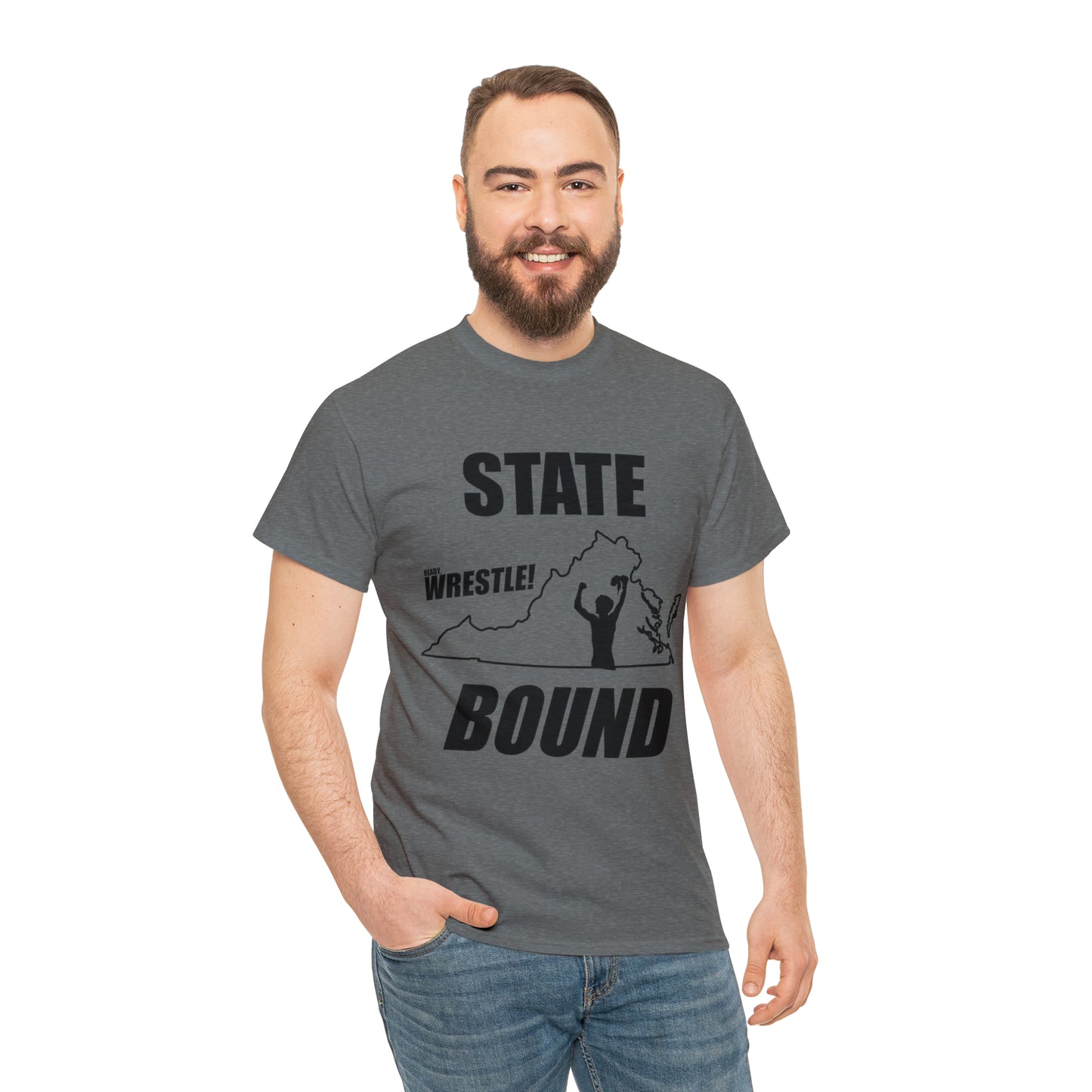 Virginia State Bound, Black Logo, Unisex Heavy Cotton Tee