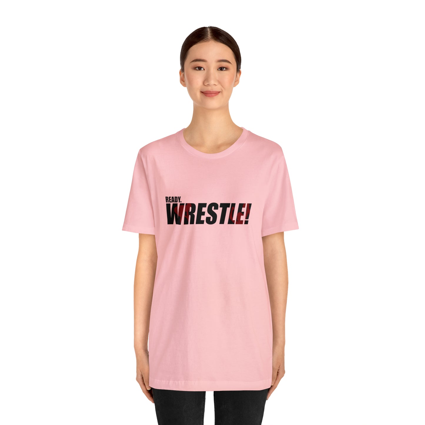 Ready. Wrestle! Black Logo w/Red Silhouettes, Unisex Heavy Cotton Tee Bella+Canvas