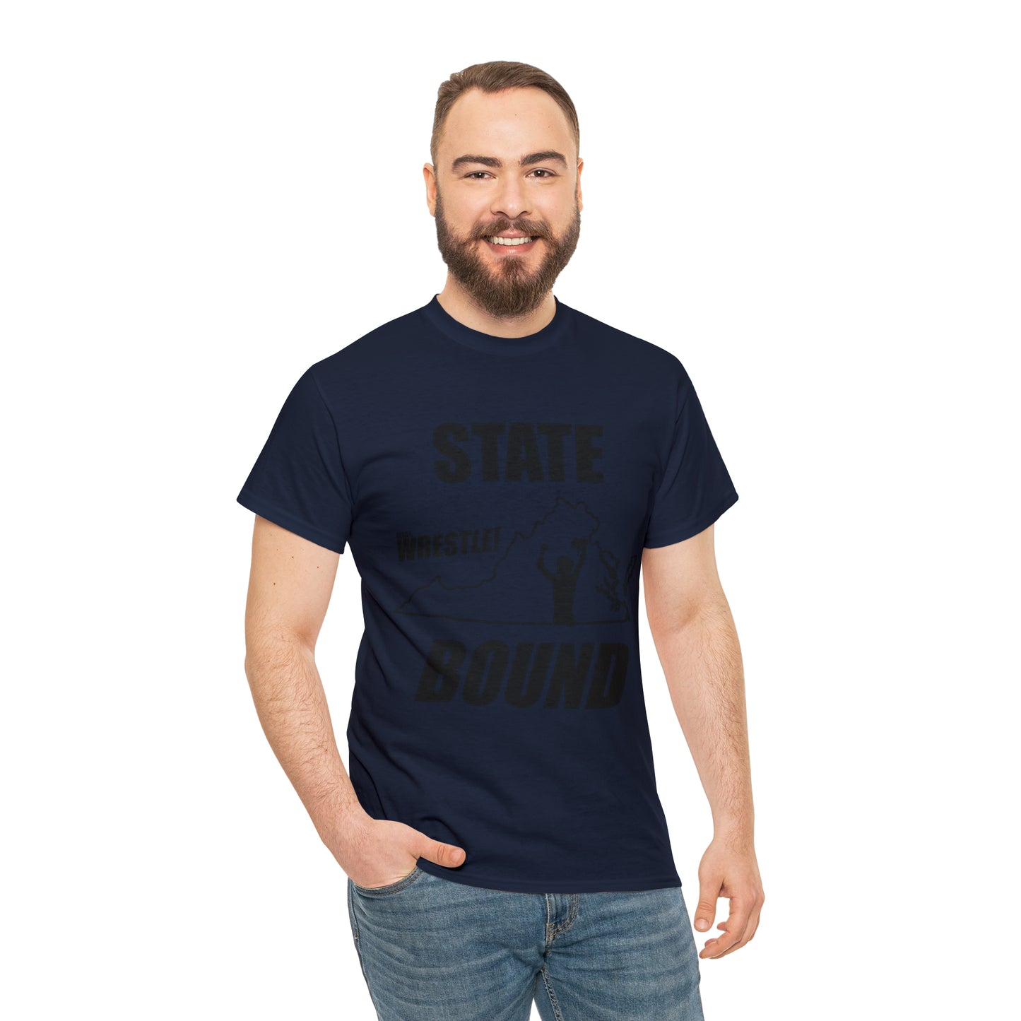 Virginia State Bound, Black Logo, Unisex Heavy Cotton Tee