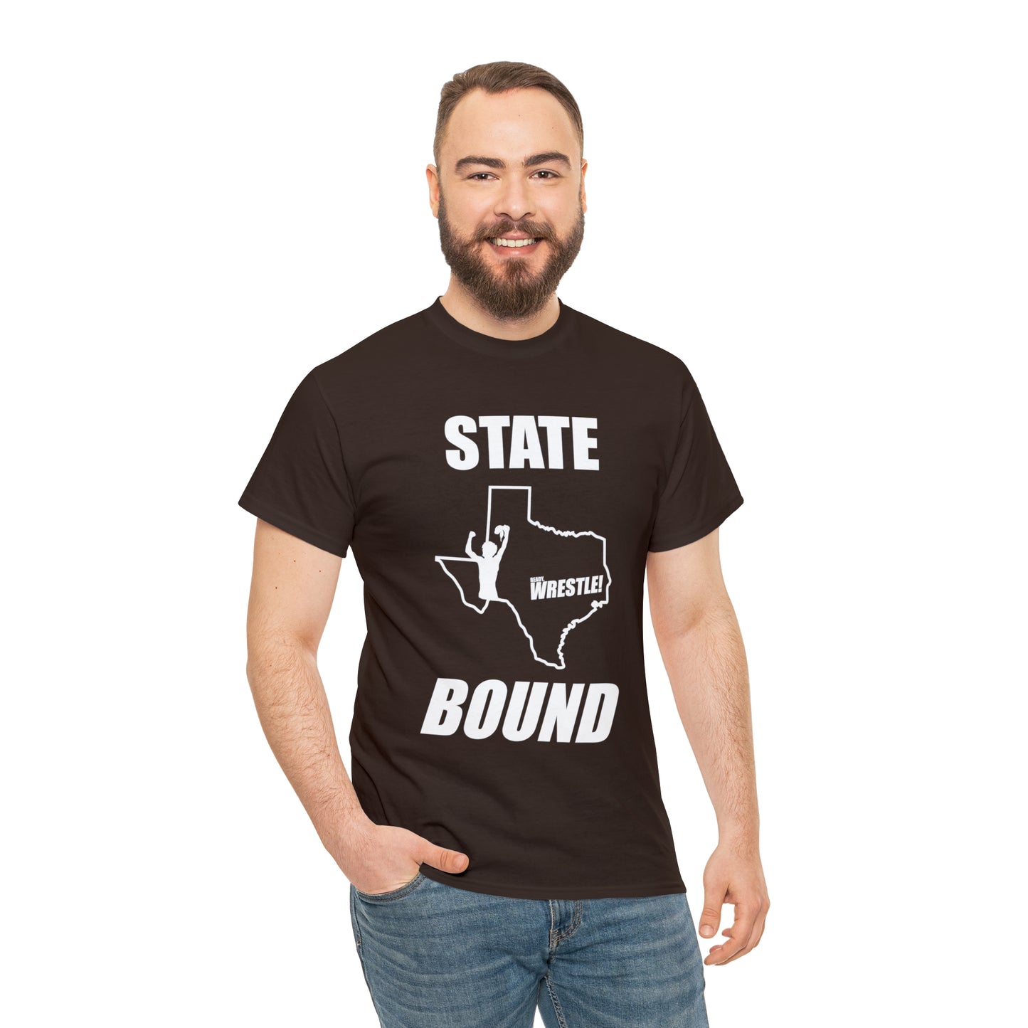 Texas State Bound, White Logo, Unisex Heavy Cotton Tee