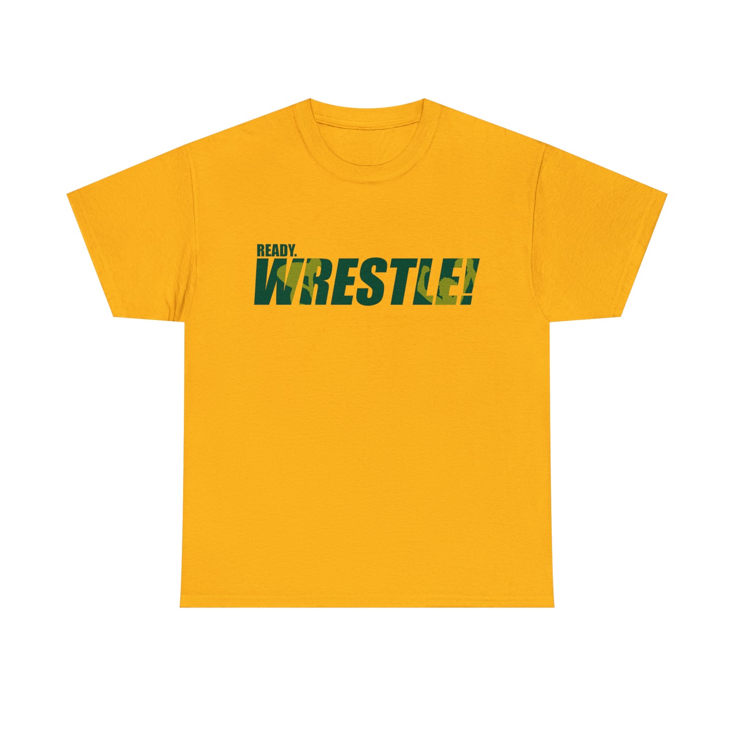 Ready. Wrestle! Green/Gold Logo, Unisex Heavy Cotton Tee