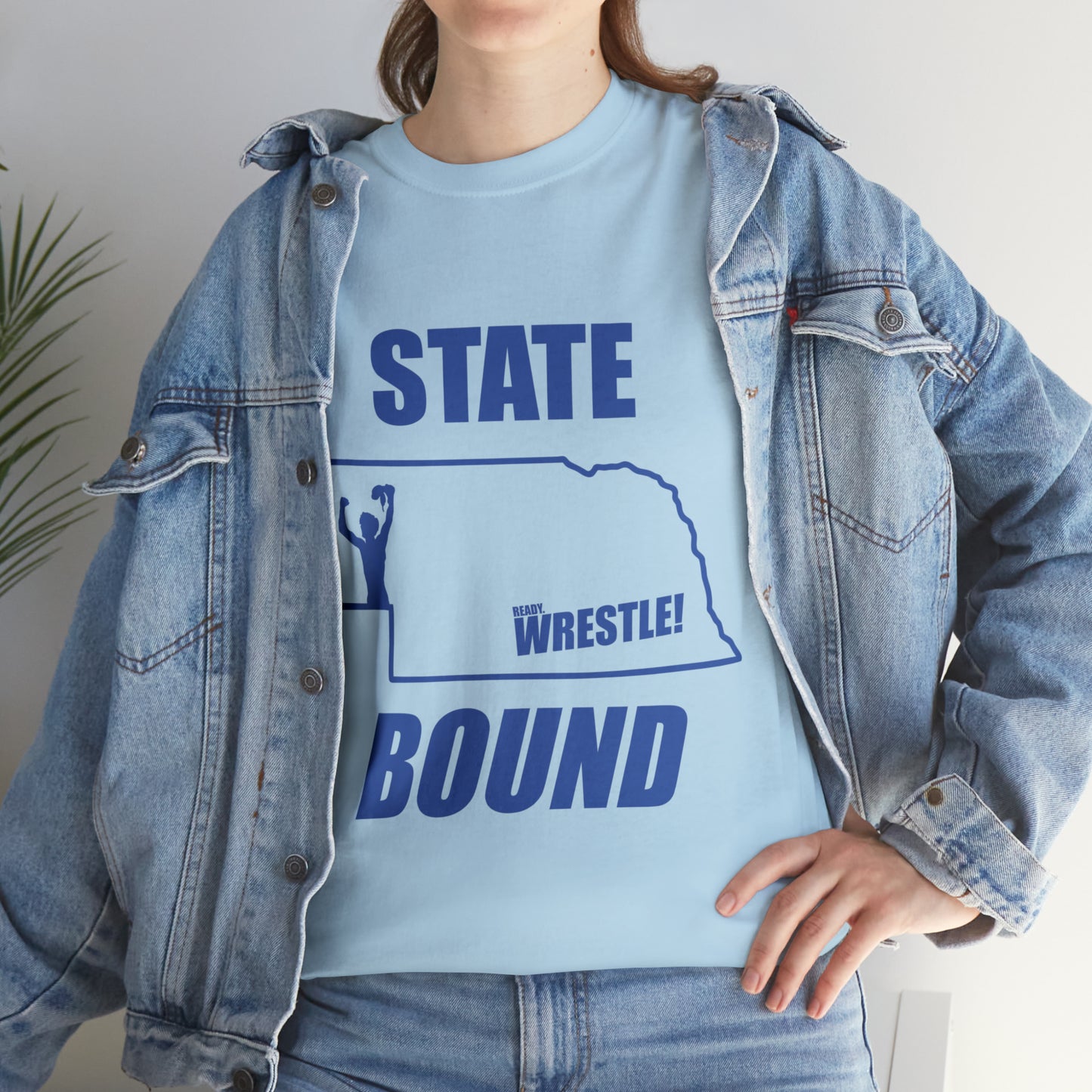 Nebraska State Bound, Royal Blue Logo, Unisex Heavy Cotton Tee