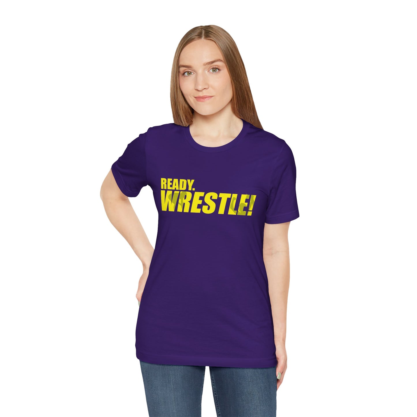 Ready. Wrestle! Gold Logo with Green, Unisex Jersey Short Sleeve Tee