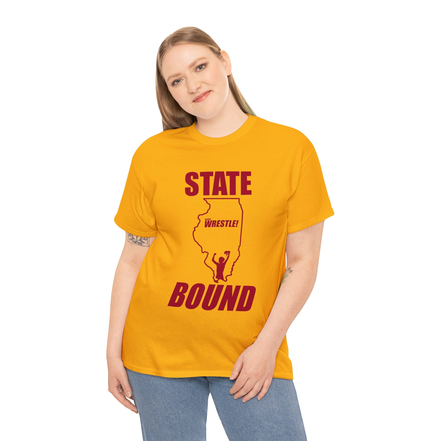 Illinois State Bound, Red Logo, Unisex Heavy Cotton Tee