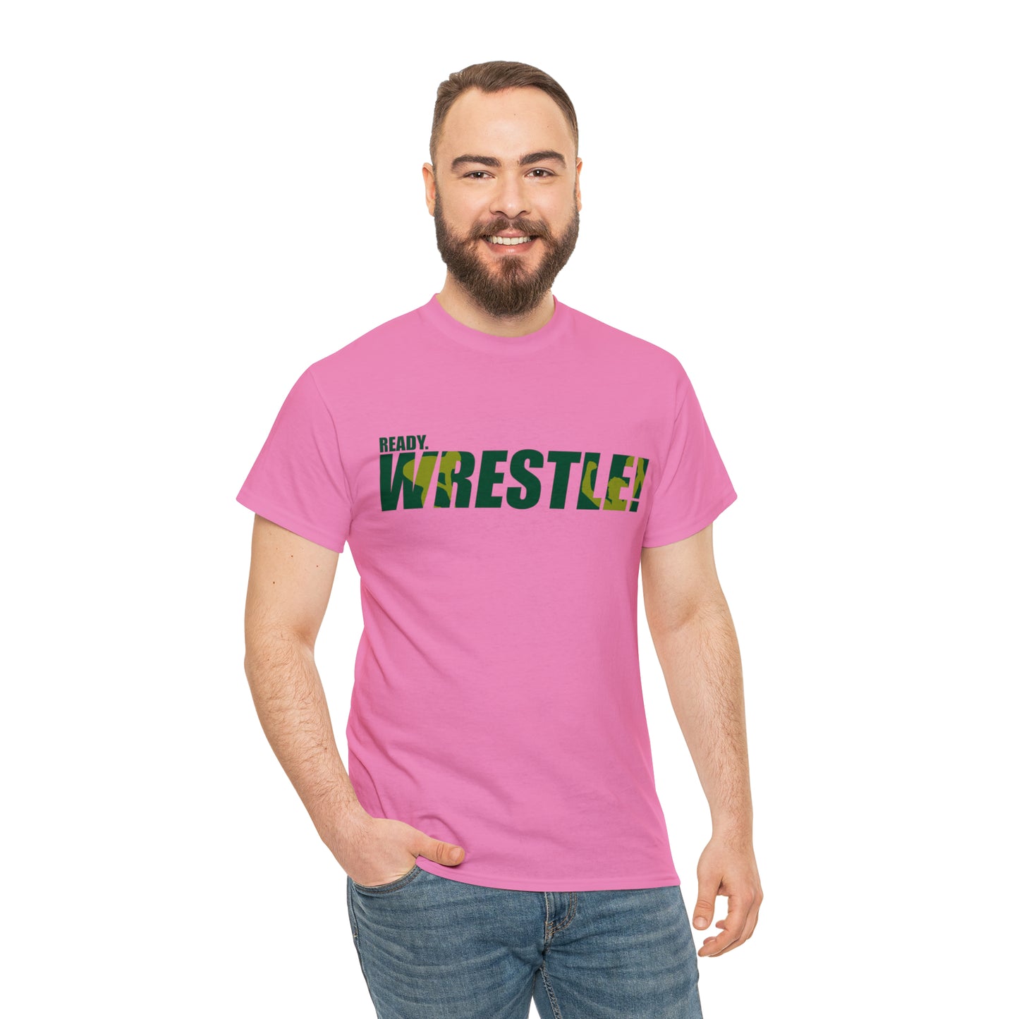 Ready. Wrestle! Green/Gold Logo, Unisex Heavy Cotton Tee