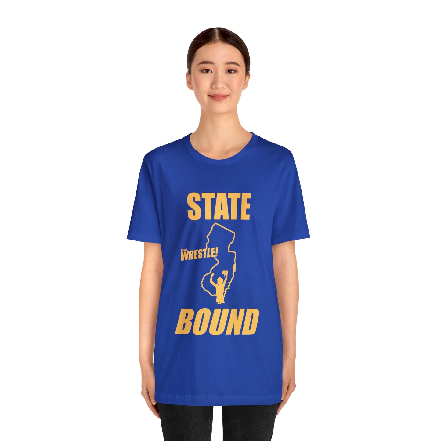 New Jersey State Bound, Gold Print, Bella+Canvas 3001, Unisex Jersey Short Sleeve Tee