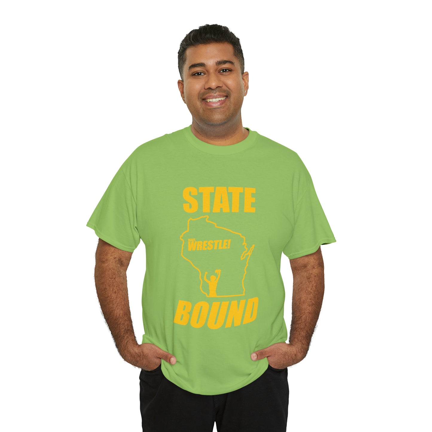 Wisconsin State Bound, Gold Logo, Unisex Heavy Cotton Tee