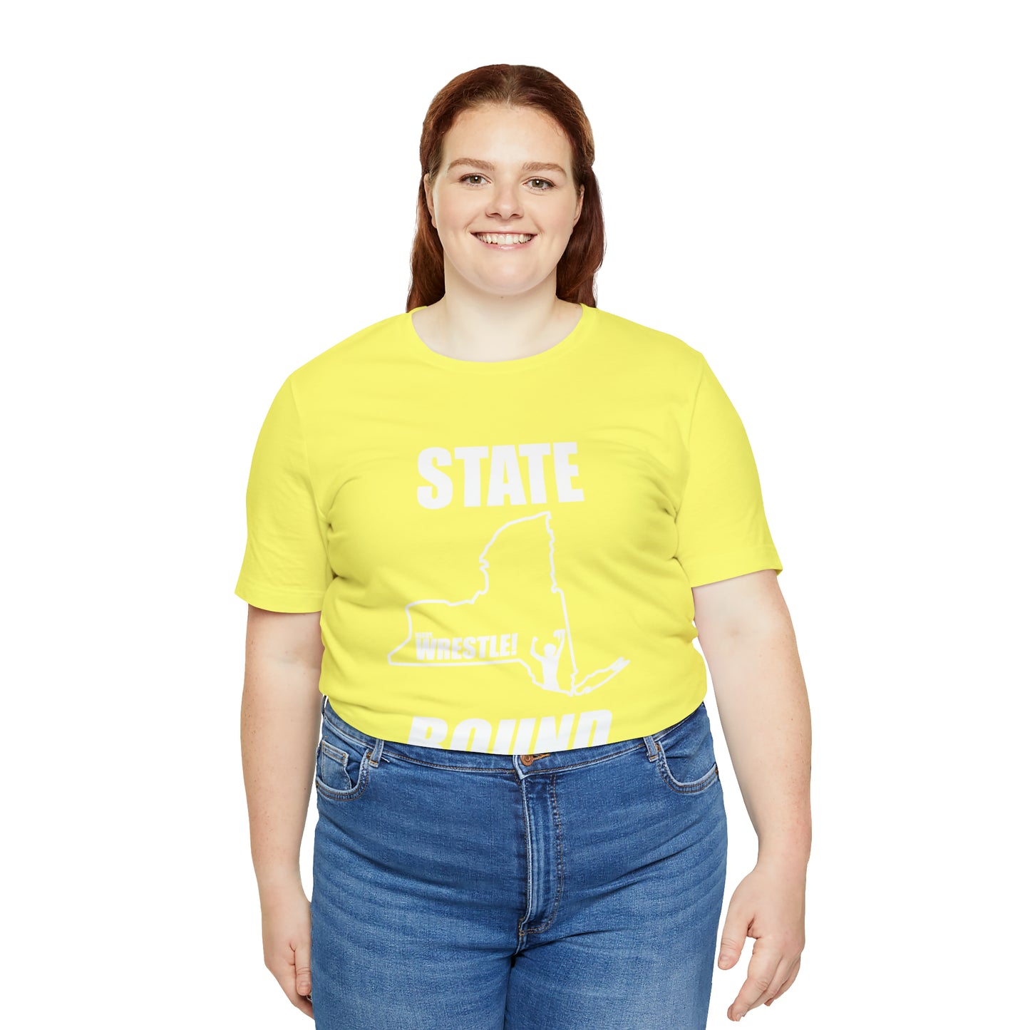 New York State Bound, Unisex Jersey Short Sleeve Tee, White Logo