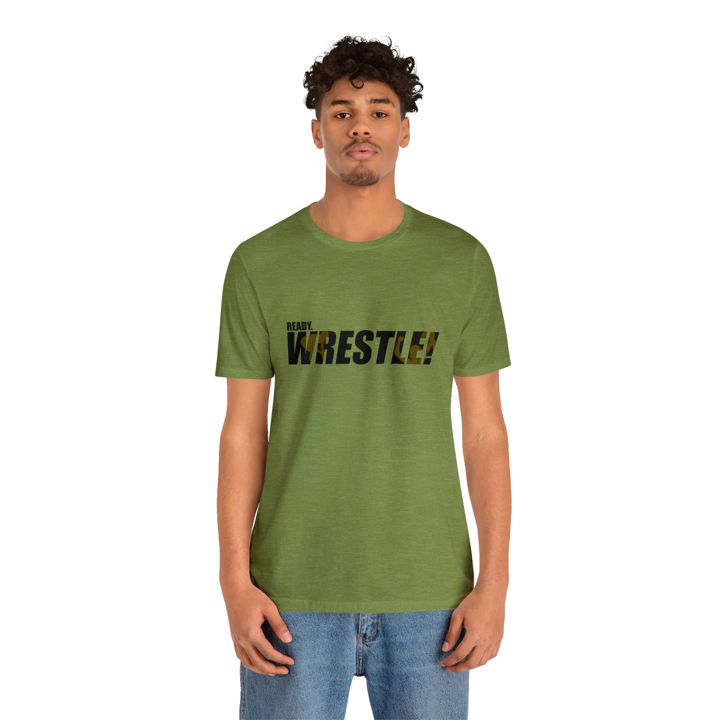 Ready. Wrestle! Black Logo w/Yellow Silhouettes, Unisex Heavy Cotton Tee Bella+Canvas