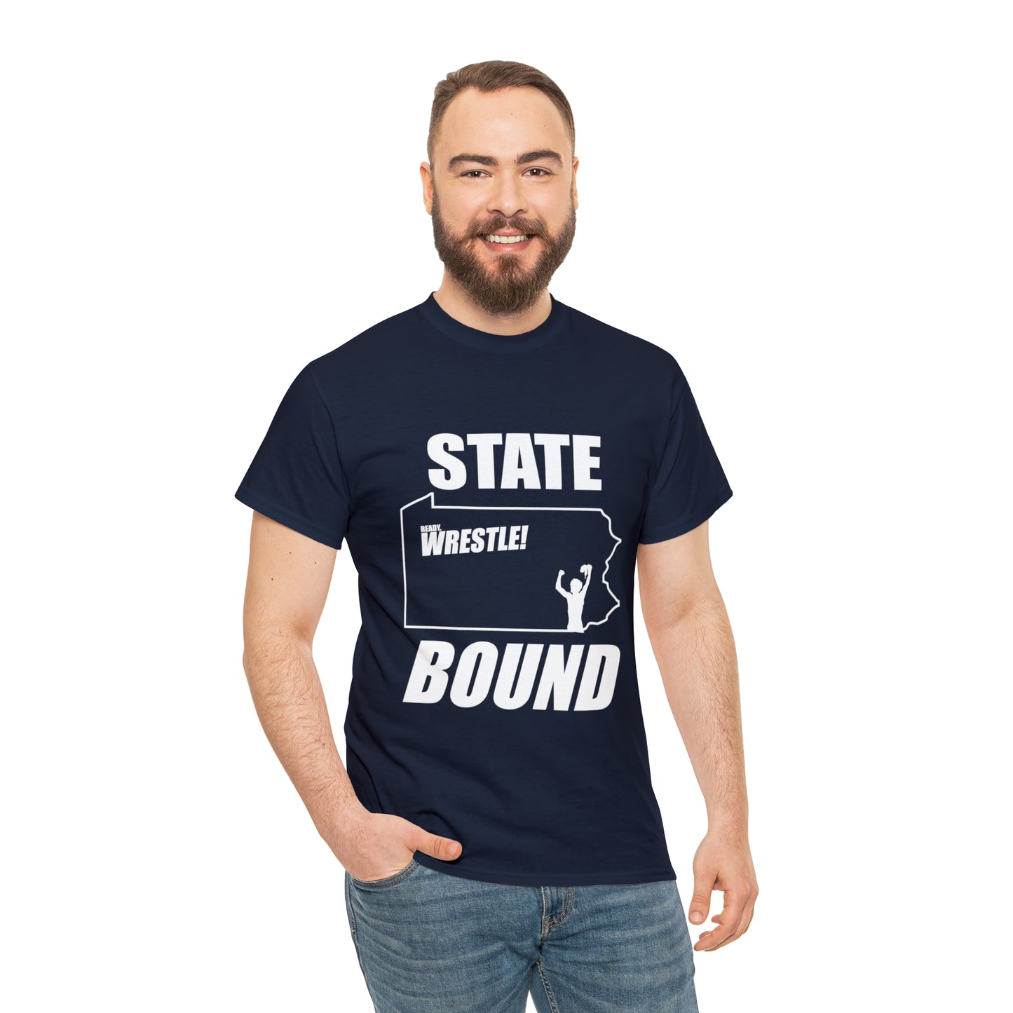 Pennsylvania State Bound, White Logo, Unisex Heavy Cotton Tee