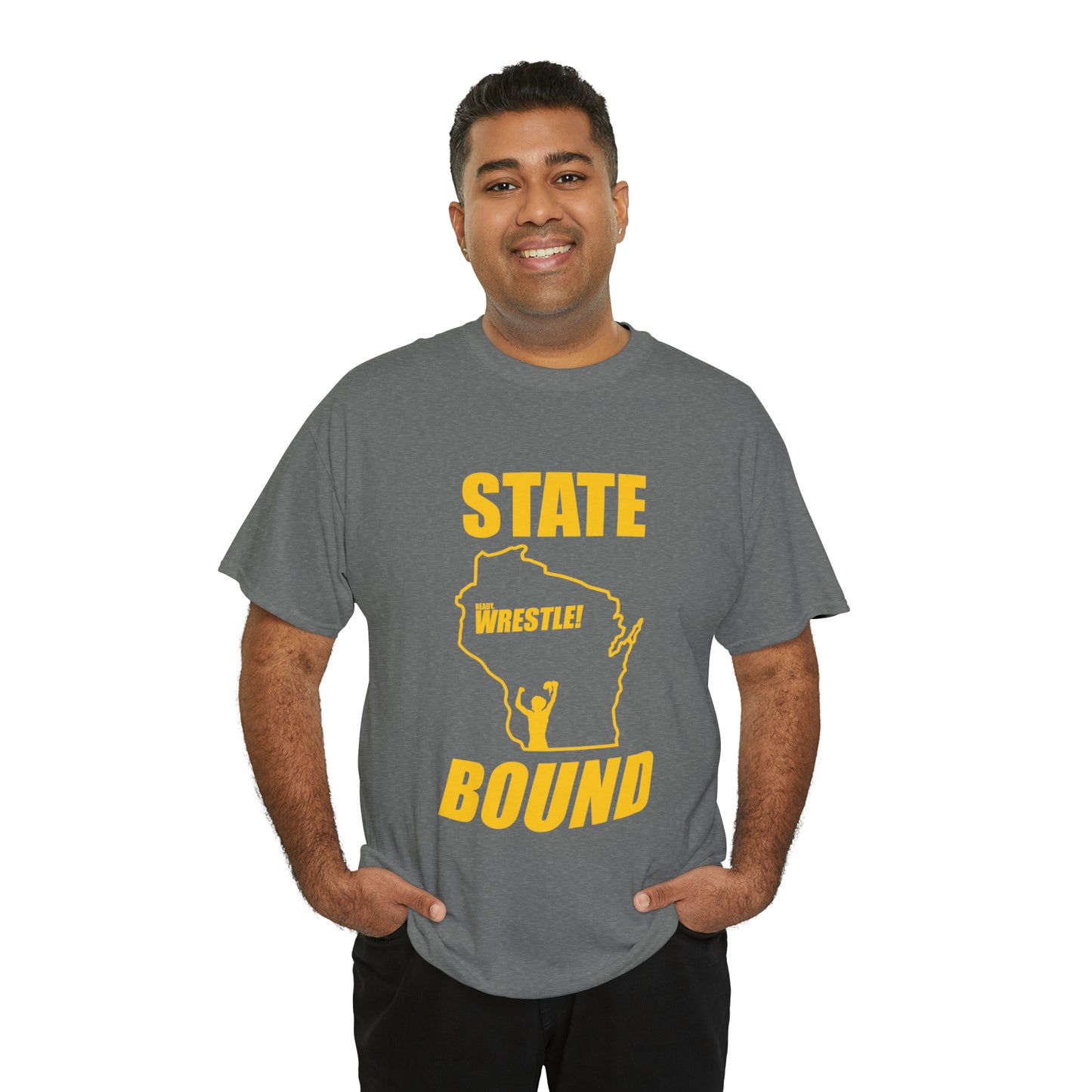 Wisconsin State Bound, Gold Logo, Unisex Heavy Cotton Tee