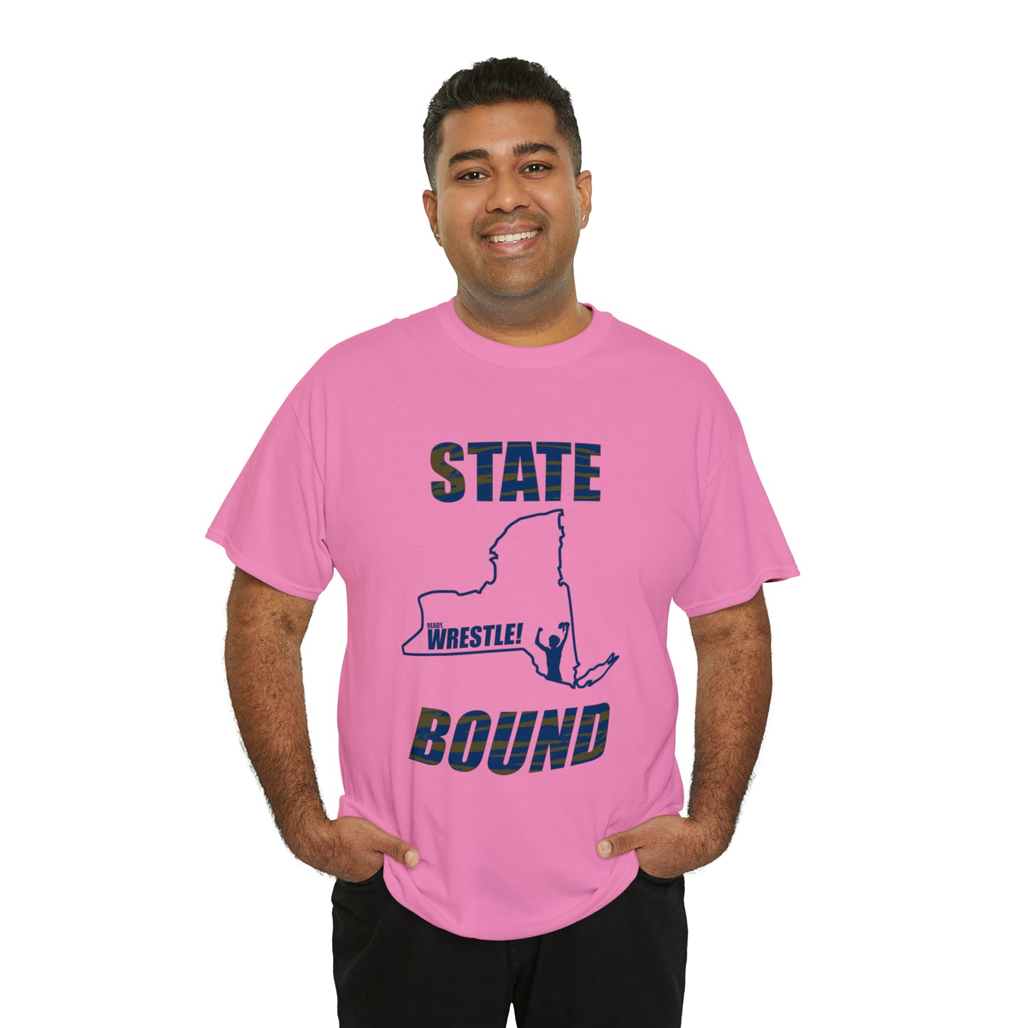 New York State Bound, Blue Logo, Tiger stripes, Unisex Heavy Cotton Tee