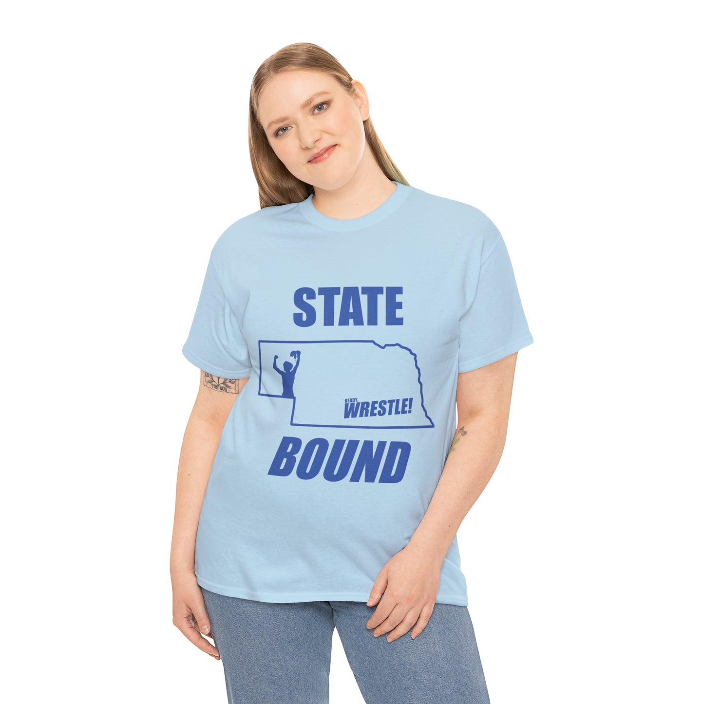 Nebraska State Bound, Royal Blue Logo, Unisex Heavy Cotton Tee