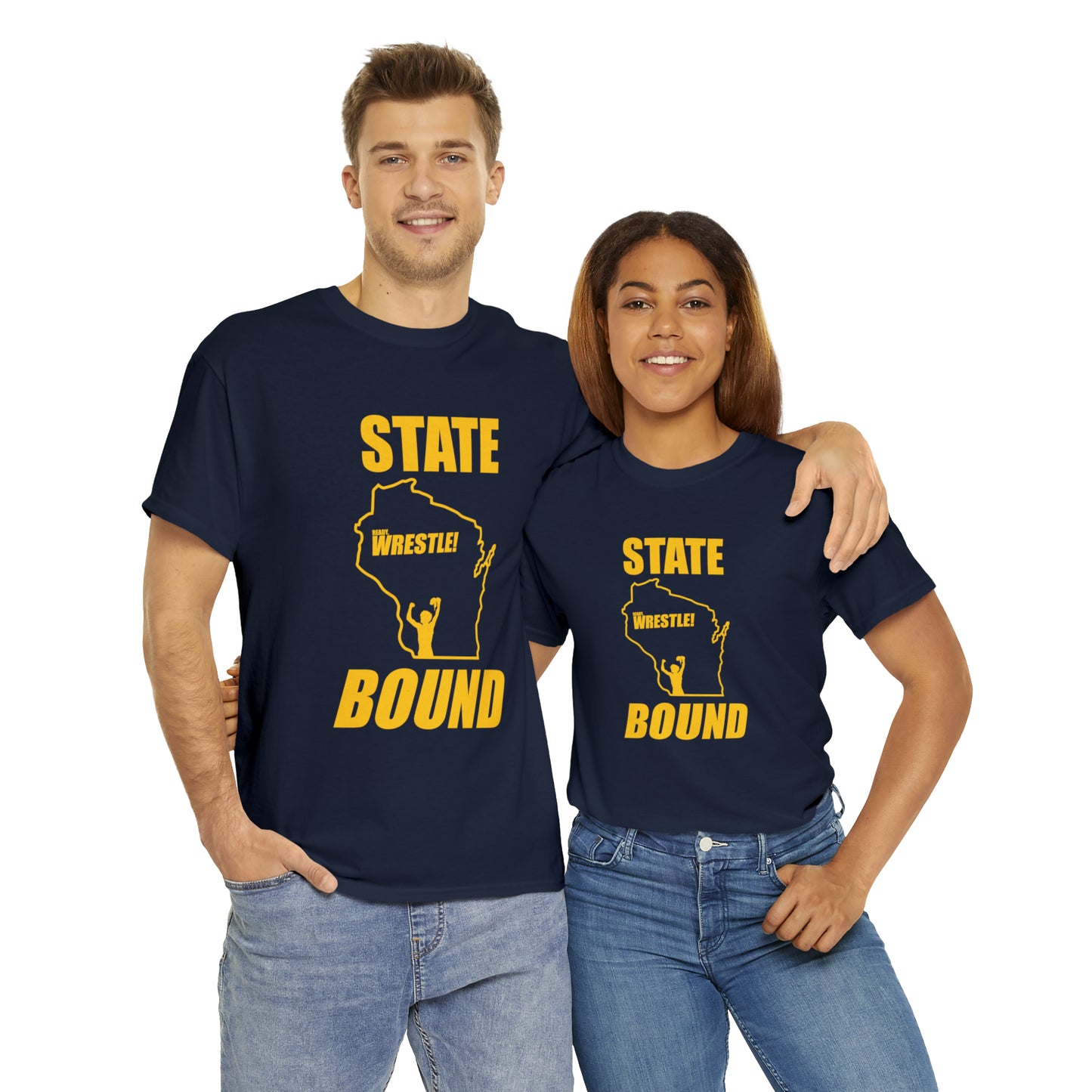 Wisconsin State Bound, Gold Logo, Unisex Heavy Cotton Tee