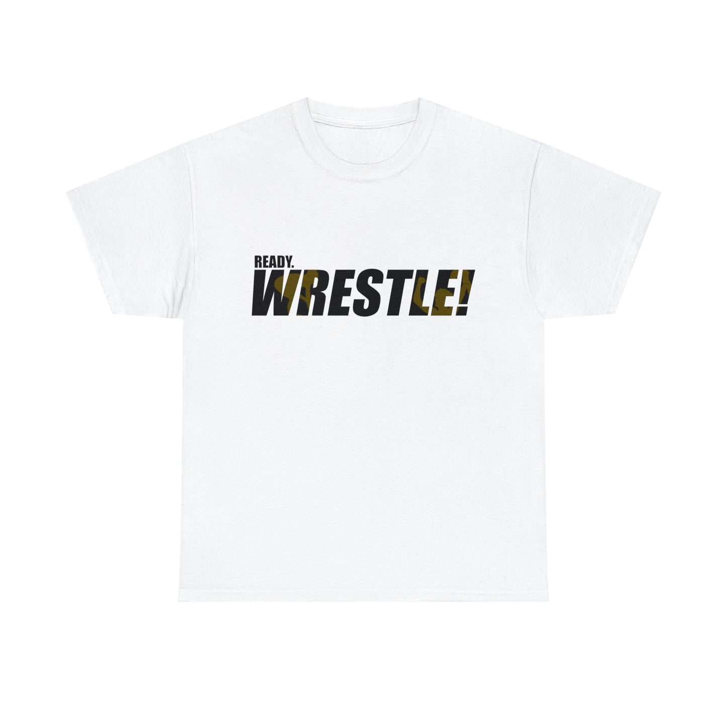 Ready. Wrestle! Black Logo w/Yellow Silhouettes, Unisex Heavy Cotton Tee